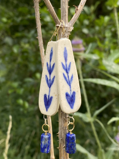 Náušnice, Lístečkové s Lapis Lazuli